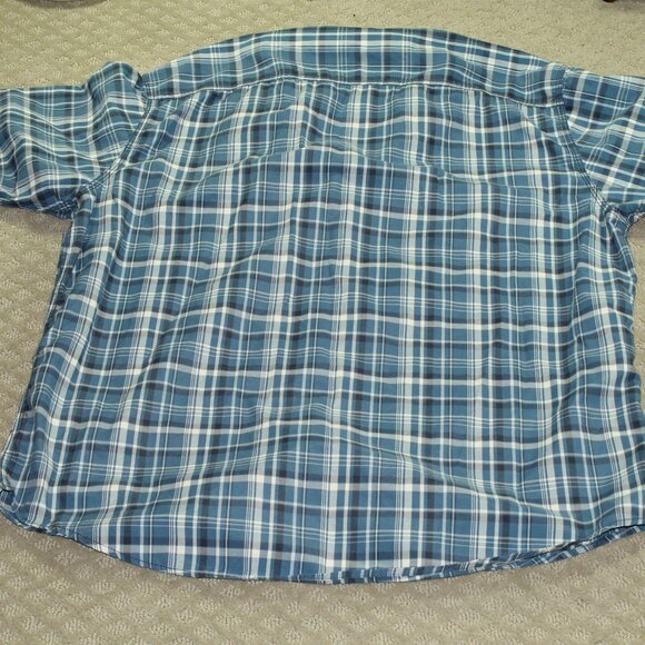 G.H. Bass Plaid Short Sleeve Button Down Shirt Blue Men's Size XL - Picture 2 of 5